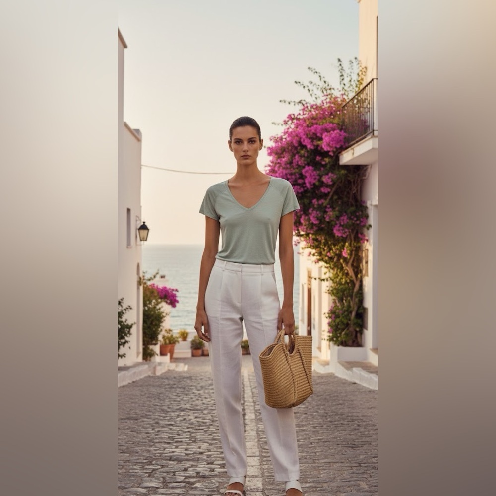 Jil sander green V-Neck Women's short sleeve Top medium